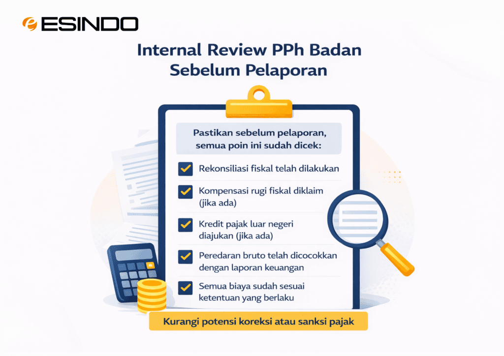Checklist internal review PPh Badan perusahaan sebelum pelaporan SPT Tahunan.