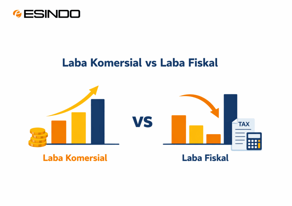 Perbandingan laba komersial dan laba fiskal dalam PPh Badan menggunakan grafik bar chart sederhana