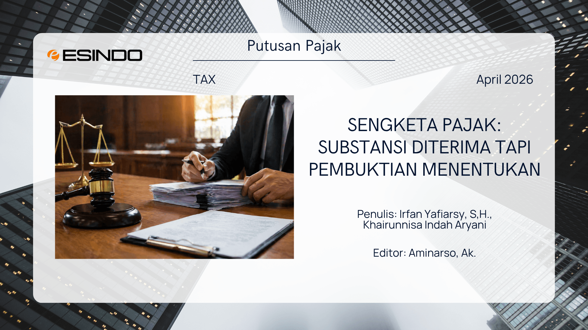 ilustrasi dokumen sengketa pajak dan proses pengambilan keputusan hukum
