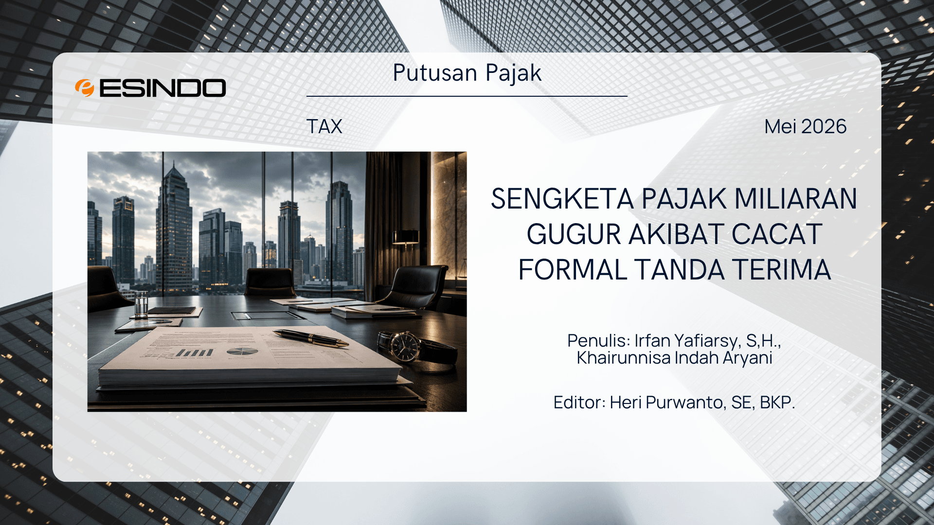 Cover artikel sengketa pengadilan pajak dengan ilustrasi berkas dokumen syarat formal banding