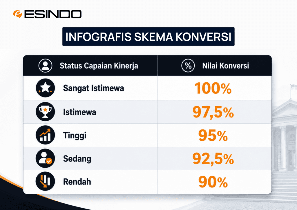 Tabel skema konversi status capaian kinerja pegawai pajak berdasarkan PMK 39/2026.