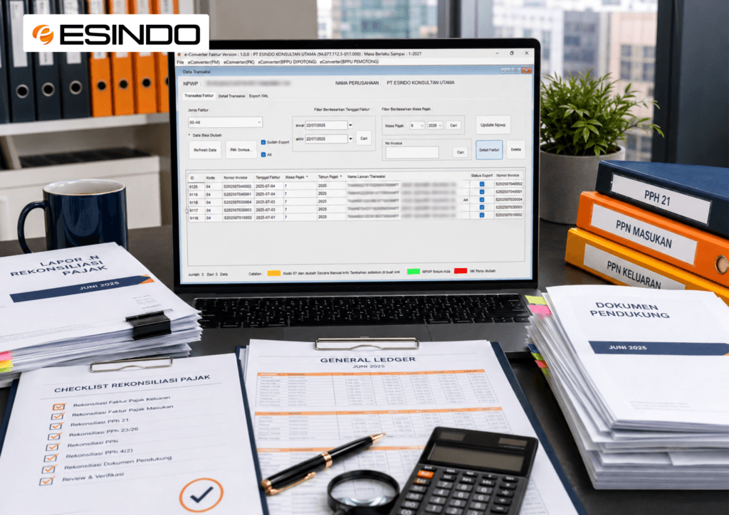 Dokumen accounting dan perpajakan disiapkan untuk proses rekonsiliasi dan tax review perusahaan.