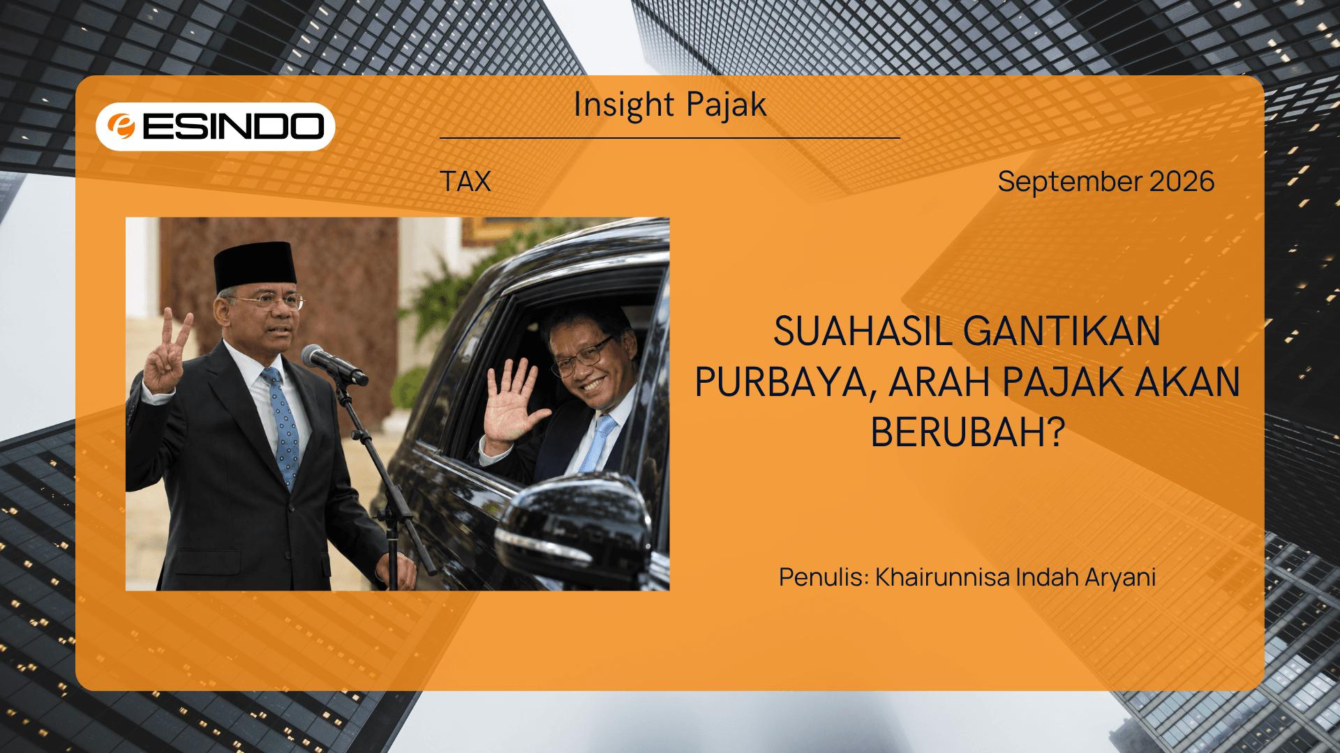 Suahasil Nazara menggantikan Purbaya Yudhi Sadewa sebagai Menteri Keuangan pada September 2026.